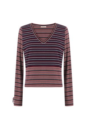 Striped V-Neck Knit Top – SKIES ARE BLUE