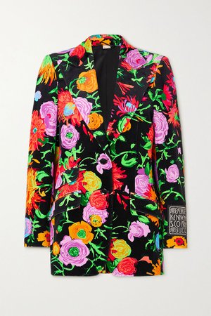 GUCCI + Ken Scott Jenni appliquéd floral-print velvet blazer