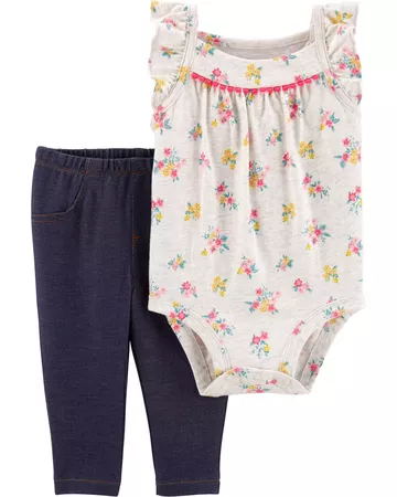 2-Piece Floral Bodysuit Pant Set | carters.com