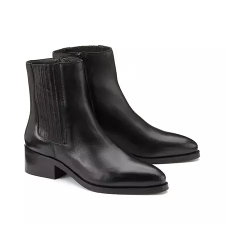 Boots Chelsea élastiquées en cuir noir La Redoute Collections Plus | La Redoute