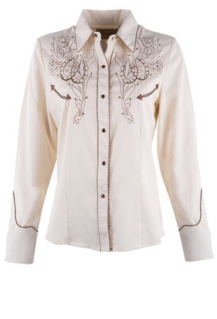 Scully Women's Horseshoe And Flower Western Snap Shirt - Pinto Ranch