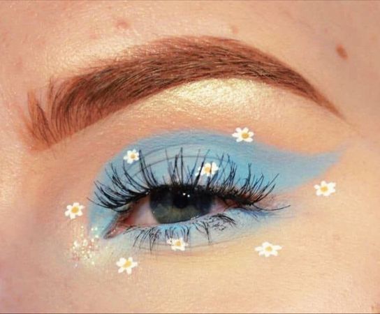 blue flower makeup
