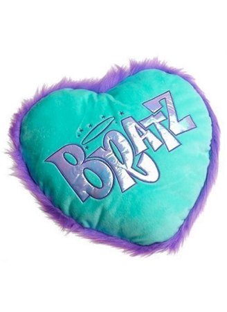Y2K Bratz Heart Pillow Teal Blue Purple Filler png