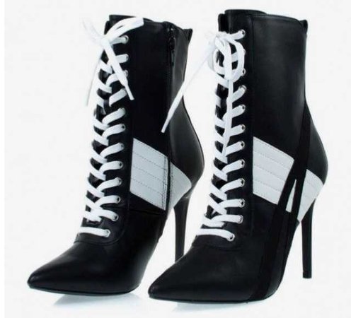 black white ankle boots herls herl heeled lace up lace-up