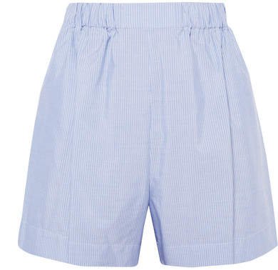 Hillier Bartley - Pinstriped Cotton-poplin Shorts - Light blue