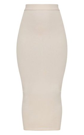 Cream Second Skin Bodycon Midaxi Skirt | PrettyLittleThing