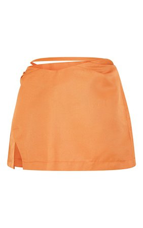 Petite Orange Dip Wasit Tie Detail Mini Skirt | PrettyLittleThing USA