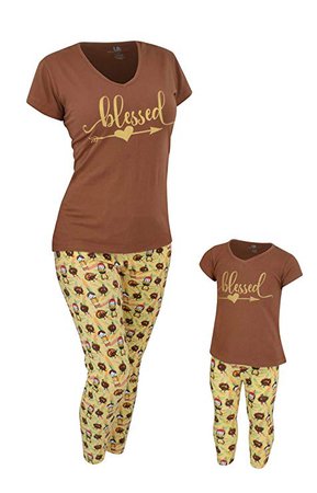Amazon.com: Unique Baby Girls Blessed Thanksgiving Mommy and Me Legging Outfit (Kids 4t) Brown: Clothing