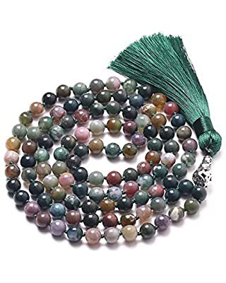 BALIBALI 8MM Beads Chakra Long Mala Necklace Natural Stone Meditation Statement Necklace Japa Yoga Rosary Prayer Charm Beaded Tassel Necklace (8mm Amazonite(108pcs)) | Amazon.com