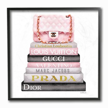 The Stupell Home Decor Collection Watercolor High Fashion Bookstack Padded Pink Bag Framed Giclee Texturized Art, 12 x 1.5 x 12 - Walmart.com - Walmart.com