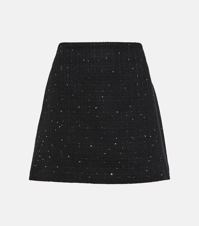 Sequined Tweed Miniskirt in Black - Elie Saab | Mytheresa
