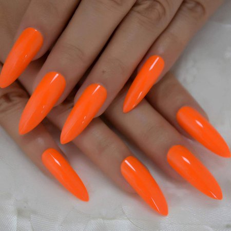 Stiletto Acrylic Nails (orange)