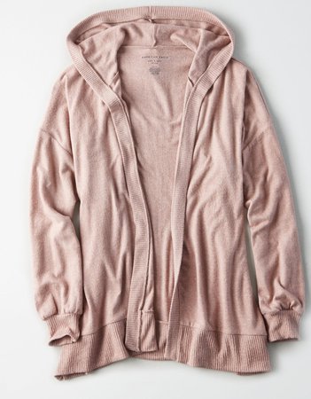 AE Slouchy Hooded Cardigan, Oatmeal | American Eagle Outfitters