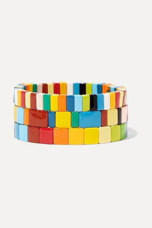 Blue Rainbow Brite set of three enamel bracelets | Roxanne Assoulin | NET-A-PORTER
