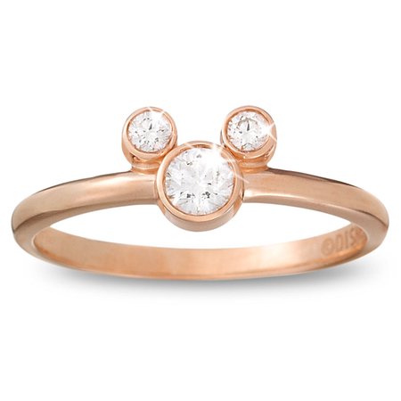 Diamond Petite Icon Mickey Mouse Ring - 14K Rose Gold | shopDisney