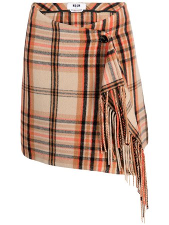 MSGM Wrap plaid-check Miniskirt - Farfetch
