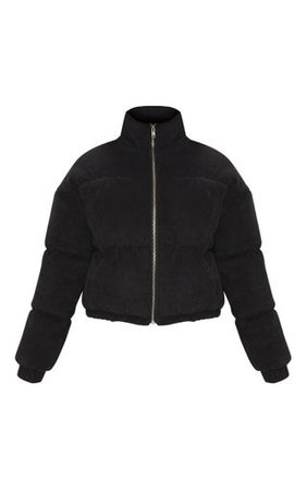 Petite Black Cord Puffer Jacket | Petite | PrettyLittleThing