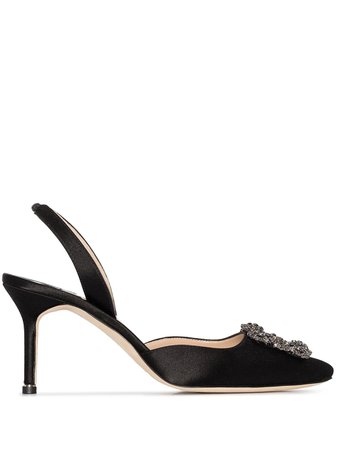 Shop Manolo Blahnik Hangisi 70mm satin slingback pumps with Express Delivery - FARFETCH