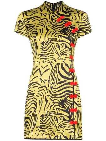 De La Vali Suki zebra-print silk cheongsam dress £315 - Buy Online - Mobile Friendly, Fast Delivery
