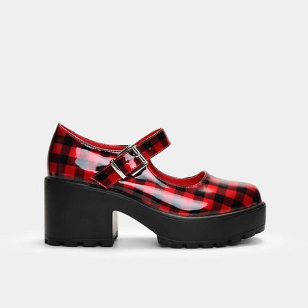 Cher Checkered Red Mary Janes | Koi