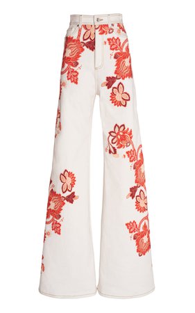 Etro Seven Embroidered Wide-Leg Jeans