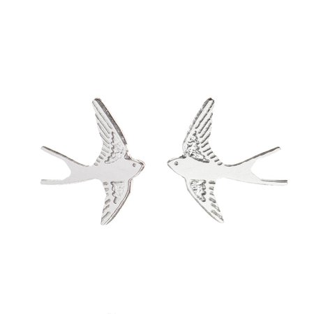 Amanda Coleman: Sterling Silver Swallow Stud Earrings