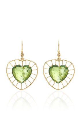 Christina Alexiou Green Tourmaline Heart Earrings