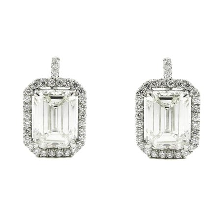 7.75 Carat Emerald Cut Diamond Pave Frame Drop Earrings EGL Certified For Sale at 1stdibs