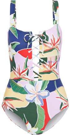 Raquel Lace-up Floral-print Swimsuit