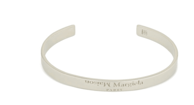 Maison Margiela Silver Logo Engraved Open Cuff