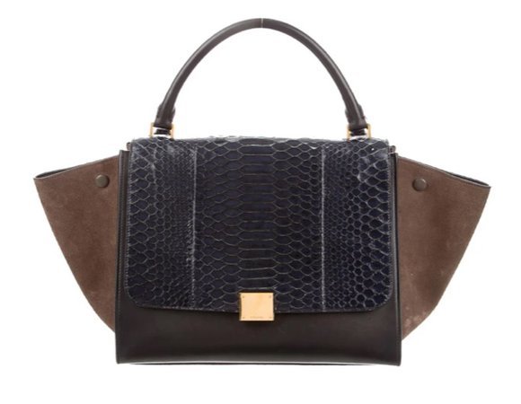 Celine Multicolor Python/suede And Leather Medium Trapeze Top Handle Bag