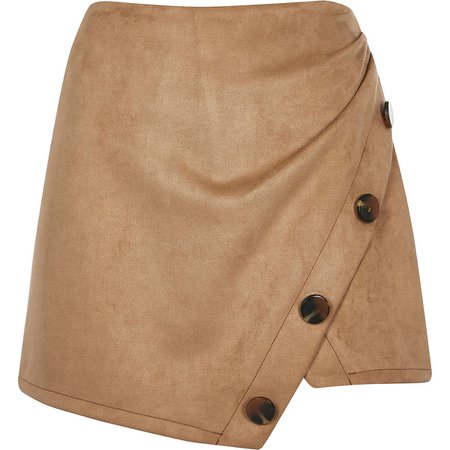 Petite tan faux suede mini skirt | River Island