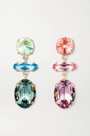Pink Hip-Hop But Not Baby gold-plated Swarovski crystal earrings | Roxanne Assoulin | NET-A-PORTER