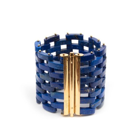 Lapis Lazuli and 18k Yellow Gold Link Bracelet