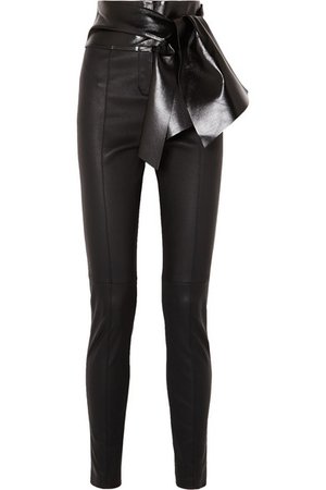 Valentino | Bow-embellished stretch-leather skinny pants | NET-A-PORTER.COM
