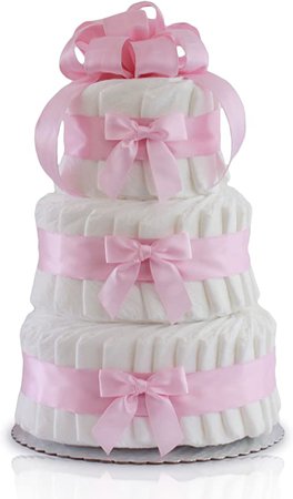 Amazon.com: Classic Pastel Baby Shower Diaper Cake (3 Tier, Pink): Health & Personal Care