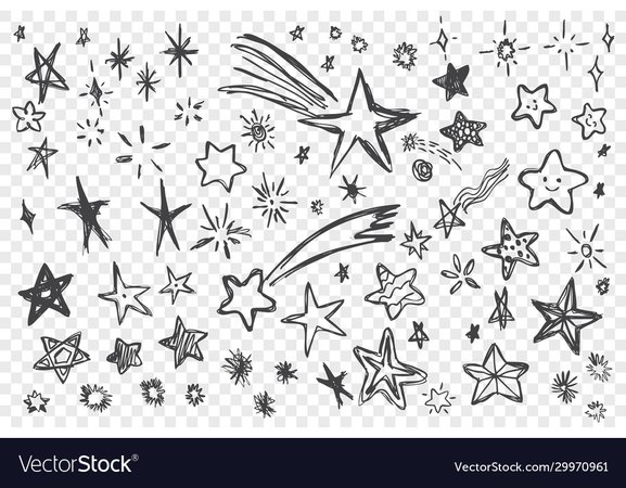 Various hand drawn stars set Royalty Free Vector Image