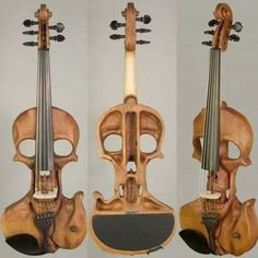 Goth Skull Fiddle Violin PNG Image