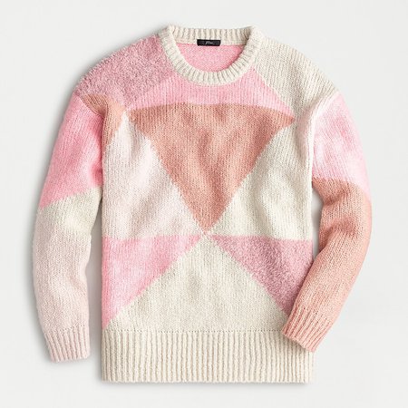 J.Crew: Slouchy Colorblock Tunic Sweater pink cream