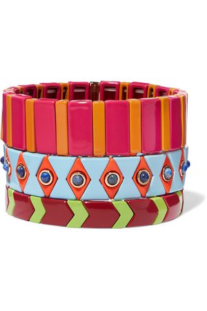 Roxanne Assoulin | Set de trois bracelets en émail Drawing Room | NET-A-PORTER.COM