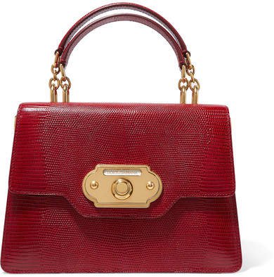 Welcome Medium Lizard-effect Leather Tote - Red