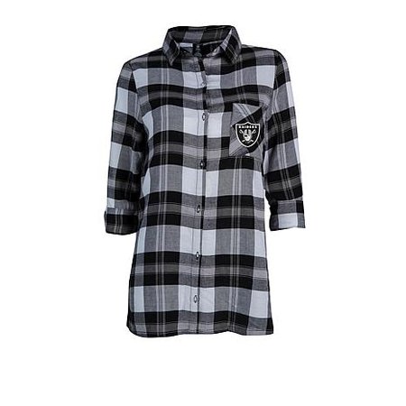 Officially Licensed NFL Women's Plaid Night Shirt by Concepts Sport - Raiders - 8712097 | HSN