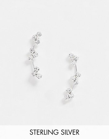 Kingsley Ryan ear climber earrings in sterling silver mini hearts | ASOS