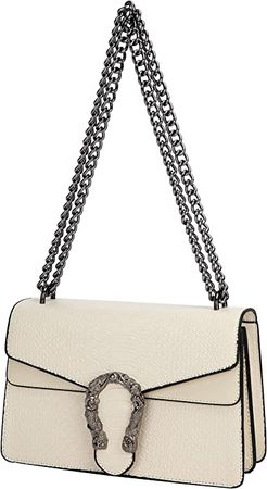 Amazon.com: Leather Shoulder Bag Chain Purse for Women - Fashion Crossbody Bags Vintage Snake Print Underarm Bag Square Satchel Clutch Handbag(White) : Clothing, Shoes & Jewelry