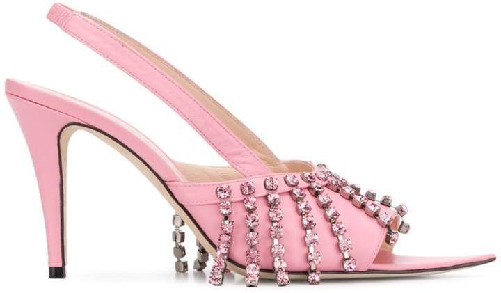 crystal fringe heeled sandals