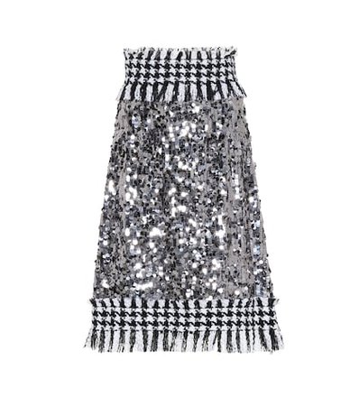 Sequined houndstooth skirt