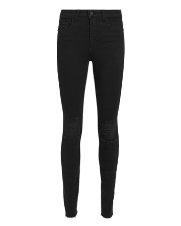Marguerite Black Ripped High-Rise Skinny Jeans
