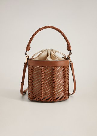Woven lattice bucket bag - Women | Mango USA