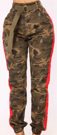 cadet kourtney oversized camp pants - olive/red