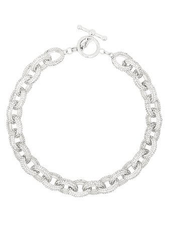 Shop Kenneth Jay Lane crystal-embellished oval-chain necklace with Express Delivery - FARFETCH